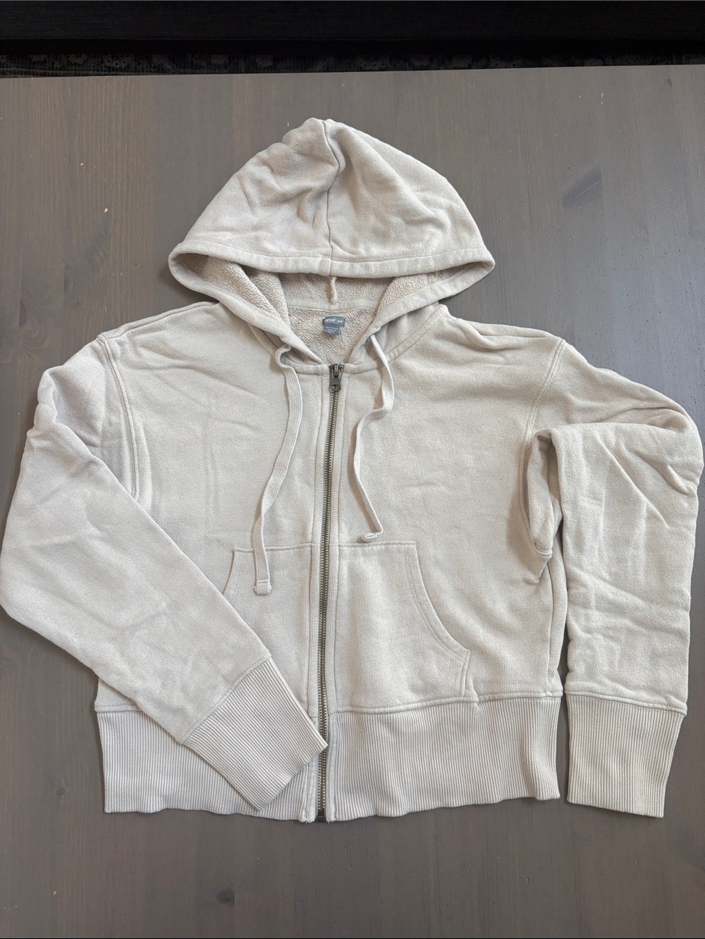Aerie Women's Zip-Up Hoodie Sweater in Light Beige Size Medium